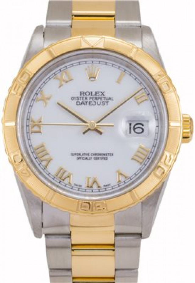 Rolex 16263 Yellow Gold & Steel on Oyster White with Gold Roman